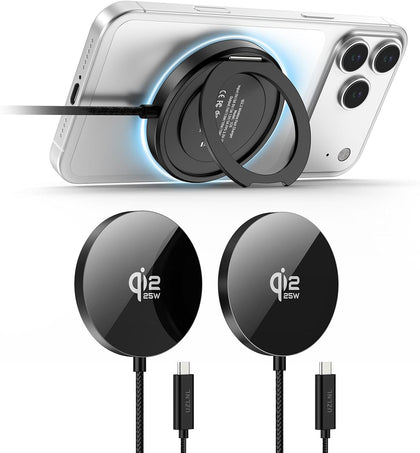25W Magnetic Wireless Charger, Qi2.2 Fast Wireless Charging Pads with Kickstand,MagSafe Charger for iPhone