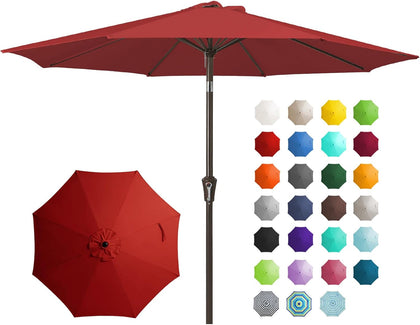 9FT Outdoor Patio Umbrella Outdoor Table Umbrella with Push Button Tilt and Crank, Market Umbrella 8 Sturdy Ribs UV
