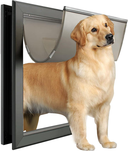 XL Dog Door, Never Rust Aluminum Frame, Sliding Lock Panel, Extra Large