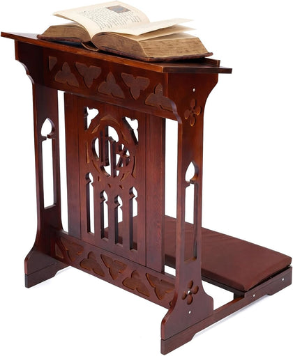 Florentine Prayer Bench Kneeler Church Prayer Bench Stool with Shelf and Cushion Prayers Kneeler for Home Church