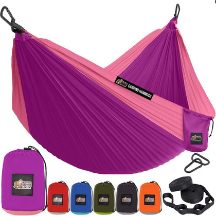 Durable Camping Hammock with Heavy Duty Tree Straps, Portable Hammocks for Outside, Easy to Use Travel Swing Chair