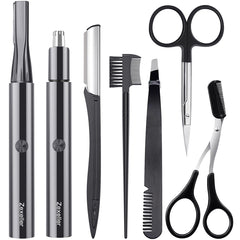Electric Nose Hair Trimmer Eyebrow Trimmer for Men Women, 7-in-1 Painless Facial Grooming Kit, USB Rechargeable IPX7