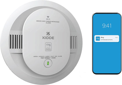 Smart Smoke and Carbon Monoxide Detector, Ring App Enabled for Real-Time Notifications, Wire-Free Interconnectivity