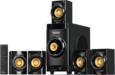 Small Subwoofer Home Theater for TV Surround System | 5 Wired Speakers Amplifier 4 inch Woofer Built-in Receiver