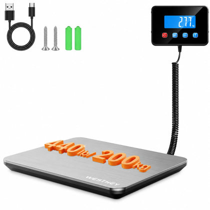 Shipping Scale, 0.5oz-440lb Digital Postal Scale for Packages | High Accuracy for Packages, Mail, Luggage, Pet, Food