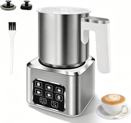 6-in-1 Electric Milk Frother and Steamer, Large Capacity & Detachable Electric Milk Frother and Warmer, Automatic Hot