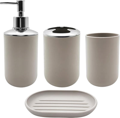 Bathroom Accessory Set, 4 pcs Shatter-Resistant Resin Bathroom Accessories Set Include Lotion Soap Dispenser