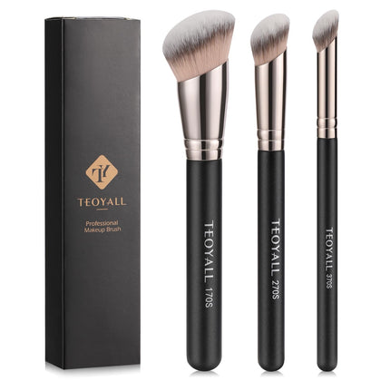 Foundation Contour Concealer Brush, 3Pcs Angled Blending Brush Set