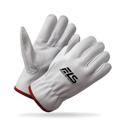 Cowhide Leather Work Gloves for Men & Women - 12 Pack Leather Driver Gloves, Unlined Safety Gloves with Keystone