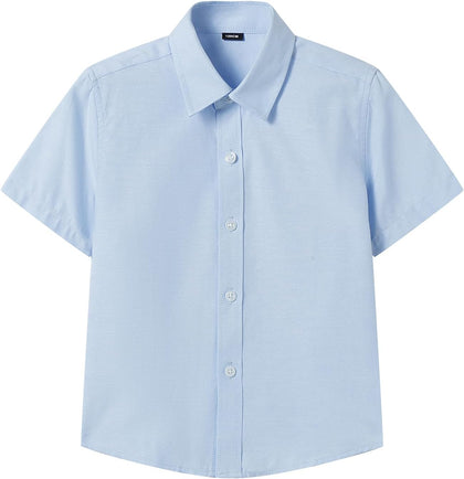 Boys Girls Oxford Shirt Short Sleeve Button Down Shirts Summer 5T-16Y