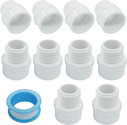 PVC Coupling Fittings, 3/4-Inch, White Male Thread Adapter
