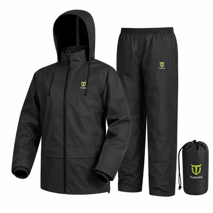 Rain Suit for Men, Waterproof Lightweight 2-Piece Rain Gear, Black