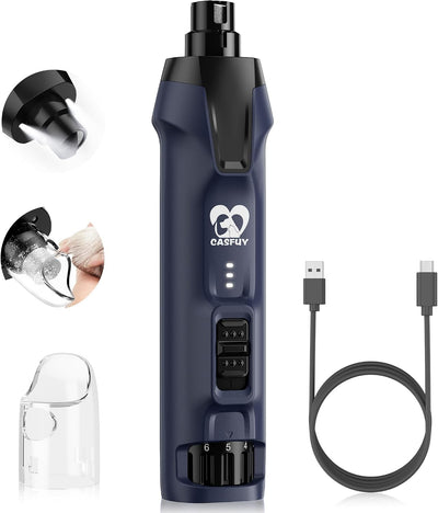 6-Speed Dog Nail Grinder – 50%+ Boost Power Dog Nail Trimmers Quiet with Dust Cap & 2 LED Lights & 2000mAh Battery &