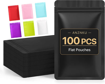 100PCS Black Mylar Bags 3 x 4.7", Resealable Smell Proof Zip Pouch