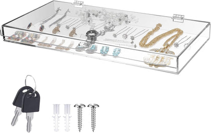 Clear Acrylic Locking Display Case with Keys Large Medication Lock Box Snack Fridge Lock Acrylic Figure Display Case