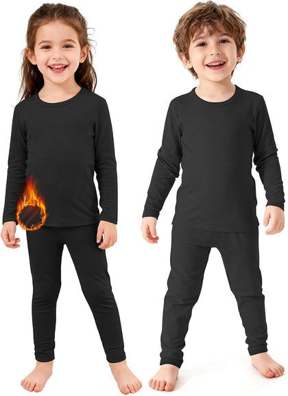 2 Set Kids Thermal Underwear Set Winter Warm Toddler Long Johns 2-5T | Cozy Fleece Lined Kids Thermal Top and Bottom