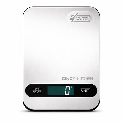 Digital Food Scale, 10kg/22lb Capacity, 1g Precision, 6 Units, Stainless Steel Kitchen Scale with Tare Function