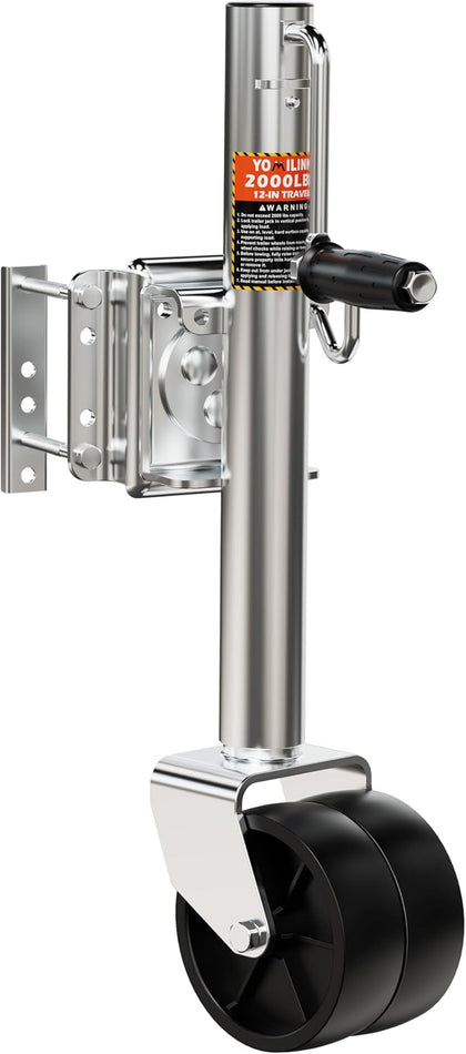 2000 lbs Trailer Jack with Dual Wheel, Heavy Duty Swivel Boat Jack