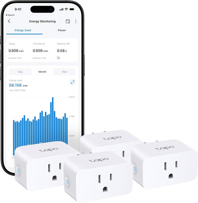 TP-Link Tapo Smart Plug Mini, Matter Compatible, Compatible with Alexa, Google Home & Samsung SmartThings, Energy