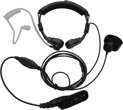 Throat Mic Microphone Covert Acoustic Tube Tactical Earpiece with Finger PTT Compatible with Motorola XPR 6500 XPR