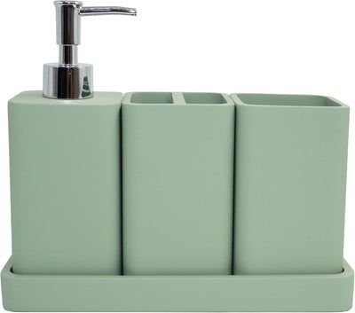 Bathroom Accessories Set, 4 Piece Toothbrush Holder Set - Green | Bathroom Accessory Set with Soap Dispenser