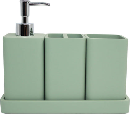 Bathroom Accessories Set, 4 Piece Toothbrush Holder Set - Green | Bathroom Accessory Set with Soap Dispenser