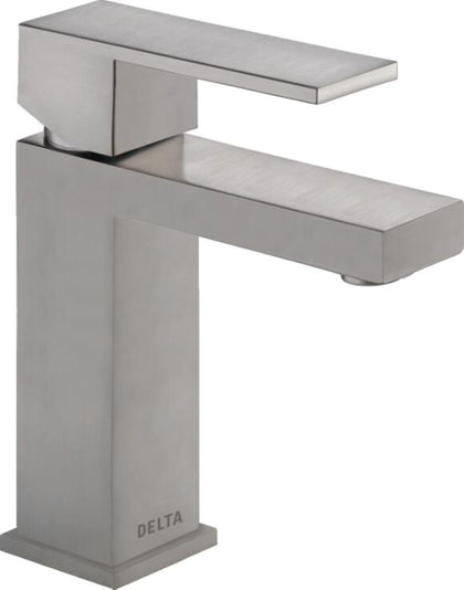 Modern Brushed Nickel Bathroom Faucet 1 Hole, Single Hole Bathroom Sink Faucet for Vanity, Metal Push-Pop Drain