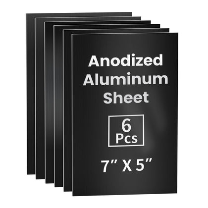 6 Pcs 7 x 5 inch Anodized Aluminum Sheet Set, Metal Blanks for Laser Engraving, Engraving Plates for Crafting