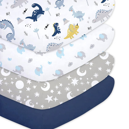 Crib Sheets for Baby Boys 4 Pack, 28"x 52" Extra Soft Microfiber Crib Sheet Set for Standard Crib & Toddler Mattress