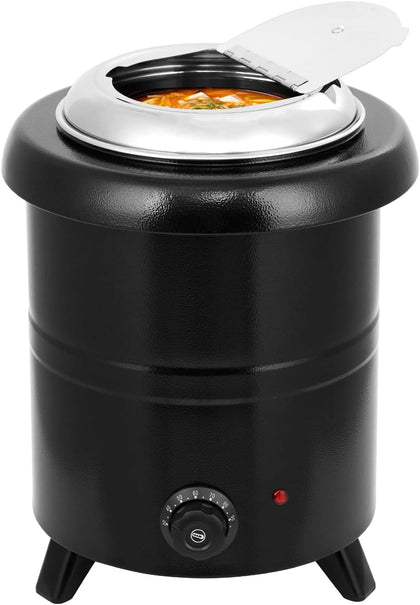 Commercial Electric Soup Kettle Warmer – 10L/11Qt Stainless Steel Pot with Removable Inner Pot – Hinged Lid &