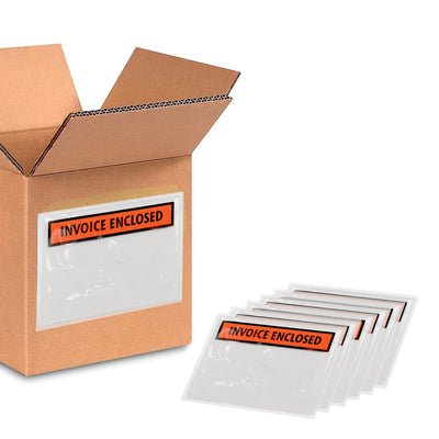 PSBM 2000 PCS 4.5 x 5.5 Inch Orange Panel Face Invoice Enclosed Packing List Envelopes, Pouches for Mailing Labels
