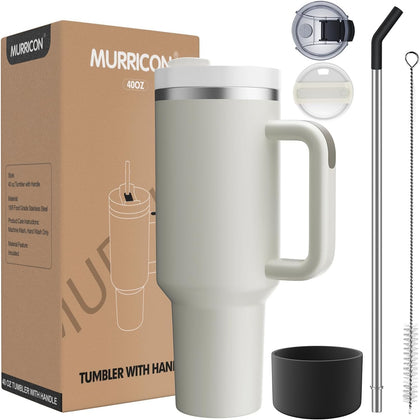 40 oz Tumbler with Handle and Straw,Reusable Vacuum Quencher Tumbler with Lid,Stainless Steel Insulated Travel