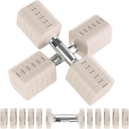 30.8LB Adjustable Dumbbell Set, Each Adjustable Weight Dumbbell with 6 Levels 4.4/6.6/8.8/11/13.2/15.4lb, Hand