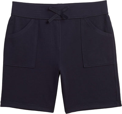 Girls School Uniform Sensory-Friendly Pull-on Short,Soft Fabric with Elastic Waist&Drawstring, Tagless, Flattened Seams
