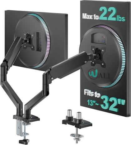 Dual Monitor Stand for 13-32 inch Computer Screens, Dual Monitor Arms for 2 Monitors Holds up to 22 lbs, Height
