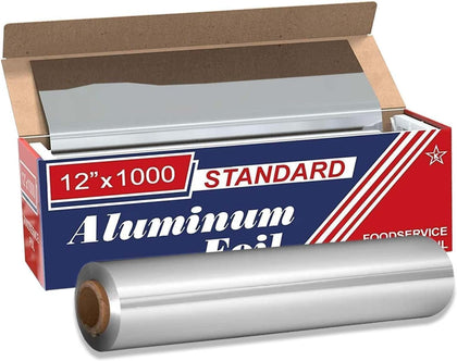 12" x 1000" (1 Pack) Standard Aluminum Foil Roll - Food Service Aluminum Roll - Commercial Grade Disposable Foil Roll