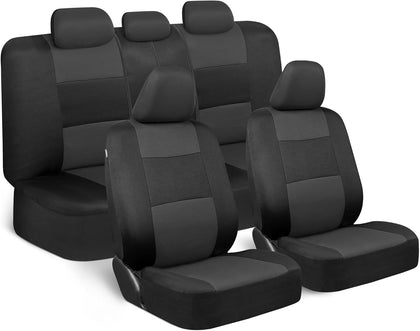 PolyPro Car Seat Covers Full Set in Charcoal on Black – Front and Rear Split Bench for Cars, Easy to Install Cover