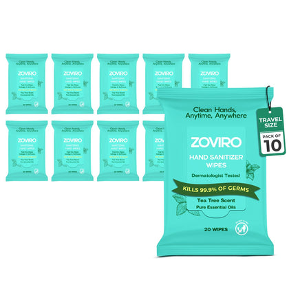 Hand Sanitizer Wipes, Moisturizing With Tea Tree Essential Oil, Ultra-Soft 100% Viscose, Hand Wipes Travel Size, Tea