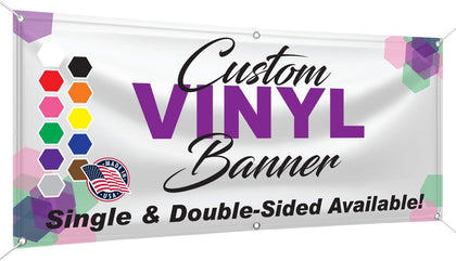 Custom 13oz & 18oz Vinyl Banner Single or Double Sided / 2 Sided by FSG Creative. Indoor/Outdoor Vinyl Banner for