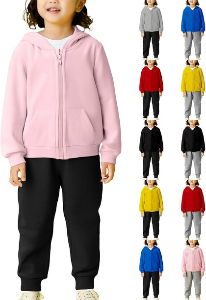 Toddler Zip up Hoodie Pants Sets 2pc Plain Soft Hooded Coats+Joggers Sweatpants Baby Boys Fall Cotton Tops Outfits
