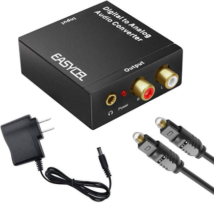 Audio Digital to Analog Converter DAC with 3.5mm Jack, Optical SPDIF Toslink Coaxial to Analog Stereo L/R Converter