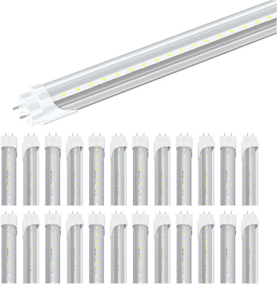 4 ft T8 LED Tube, 4000K Clear Double-Ended Power, Ballast Bypass, 22W (65W Fluorescent Replacement) 48 in 3000lm Bright Lights, T10 T12 Type B Daylight White, 25-Pack