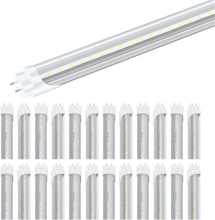 4 ft T8 LED Tube, 4000K Clear Double-Ended Power, Ballast Bypass, 22W (65W Fluorescent Replacement) 48 in 3000lm Bright Lights, T10 T12 Type B Daylight White, 25-Pack