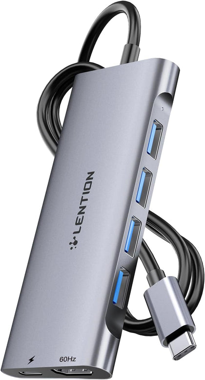 3.3FT Long Cable USB C Hub with 4K HDMI, 100W PD Charging, 4 USB 3.0 Port & LED Indicator for MacBook Pro/Air, Dell