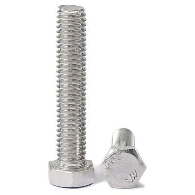 M8 x 80mm 10Pcs Hex Head Bolts, M8 x 1.25 Bolts, Hexagon Head Screws, 304 Stainless Steel(A2-70), Metric Fully Thread, Bright Finish