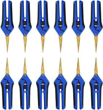 12 Packs Garden Pruning Shears with Curved Blades Trimming Scissors, Gardening Hand Pruning Snips Titanium Coated