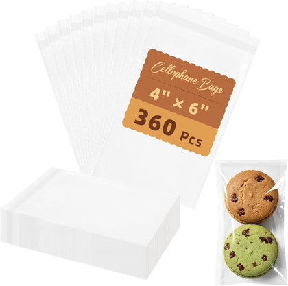 360 Pcs 4x6 Inches Cellophane Bags for Bakery, Cookies & Candies