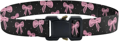 Bow Tie Adjustable Kids Elastic Belts, Girls Boys Stretch Waist Belt with Aluminum Alloy Buckle