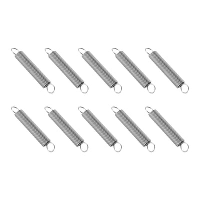 Extension Spring, 10pcs Wire Diameter 0.03", OD 0.31", Free Length 2" 304 Stainless Steel Dual Hook Tension Springs