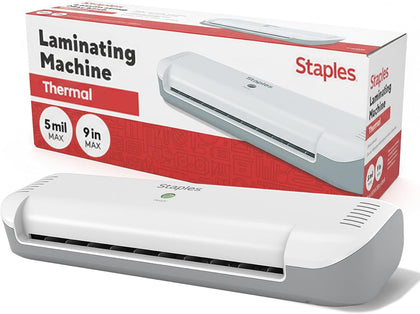 9-Inch Thermal Laminator Machine, Fast Warm-Up, Jam-Free Technology, Laminates Letter/ID/Photo Size, White/Gray